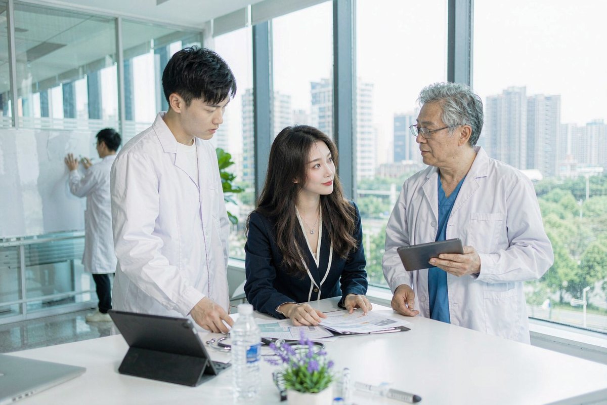 Quan Gan coordinating with hospital medical team